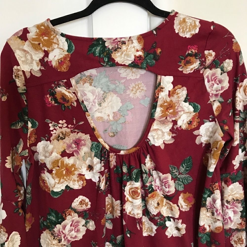 First Love Bell Sleeve Partial Open Back Top - Picture 7 of 7